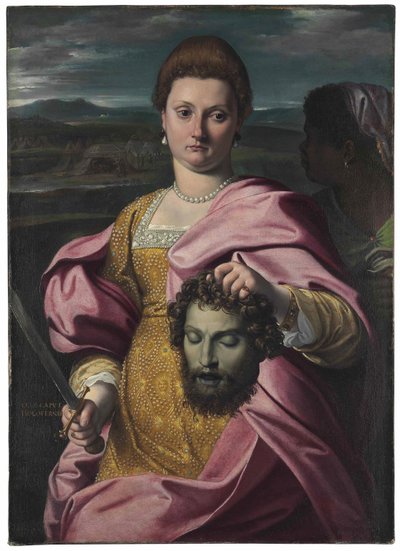 Portrait of Olimpia Luna and Melchiorre Zoppio as Judith and Holofernes by Agostino Carracci